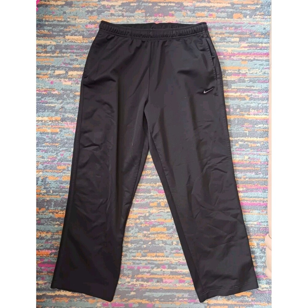 Vtg Nike Silver Tag Black Woven Track Pants Mens XL Y2K Ankle Zip